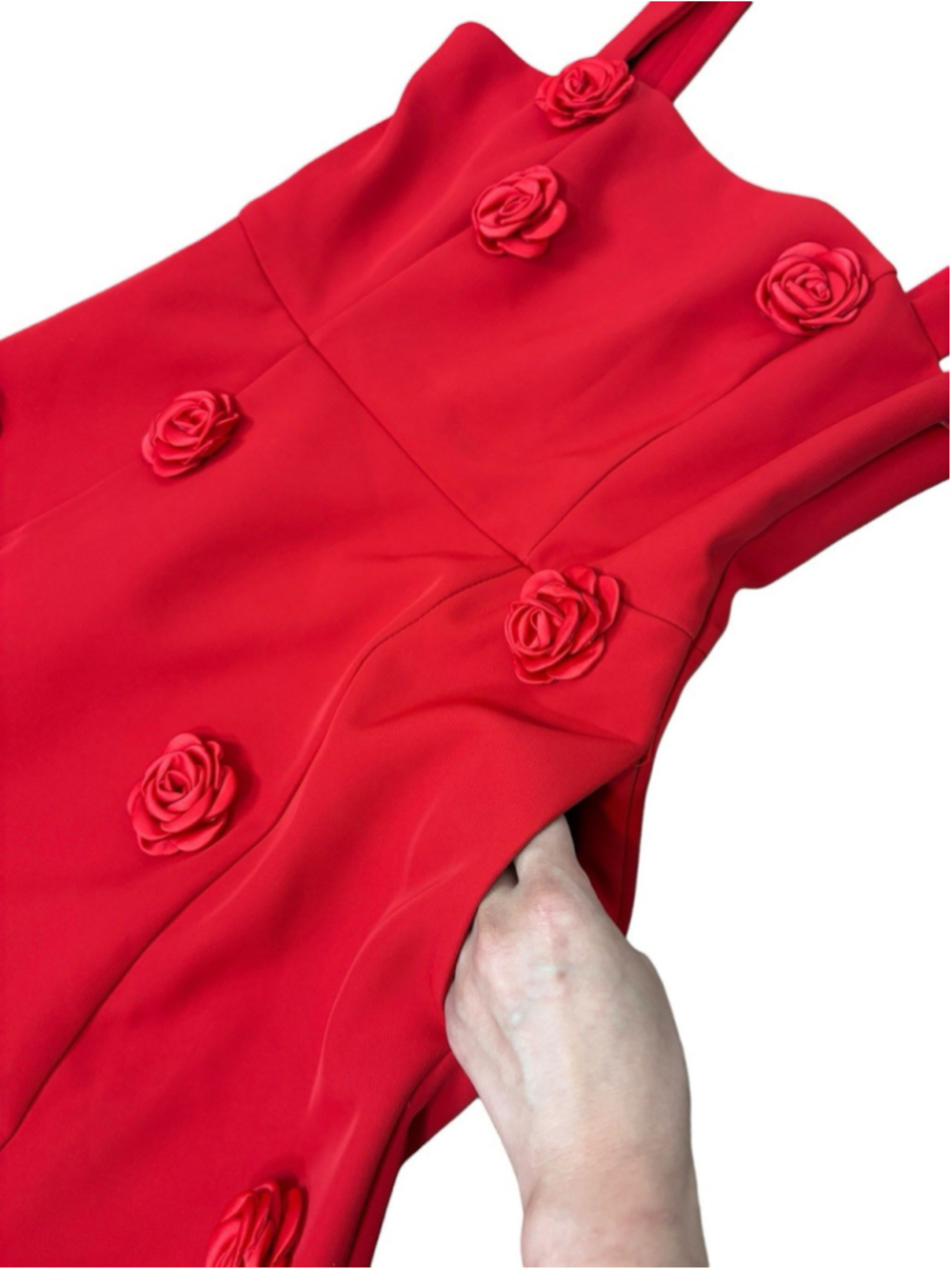 Le Château Red Rosette Floral Appliqué A-Line Cocktail Mini Dress S NWT - Picture 9 of 11